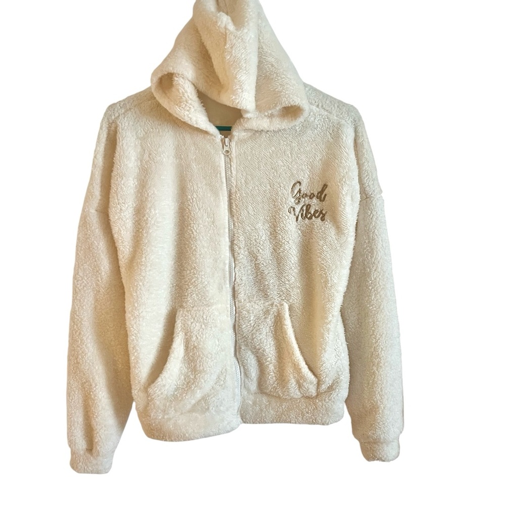 Kids Cream Fleece Jacket with Hood